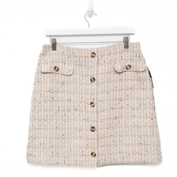 Calvin Klein. Button Front Tweed Skirt. - Picture 1 of 10